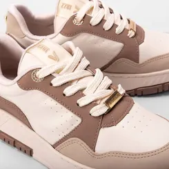 Tênis Via Marte Flatform Detalhe Strass Bege