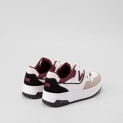 Tênis Via Marte Feminino Flatform Recortes Nobuck Bege & Vinho