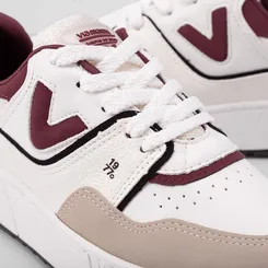 Tênis Via Marte Feminino Flatform Recortes Nobuck Bege & Vinho