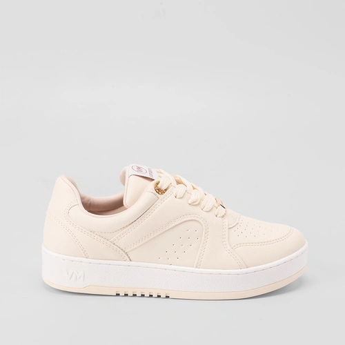 Tênis Via Marte Feminino Recortes Detalhe Ilhós Strass Marfim