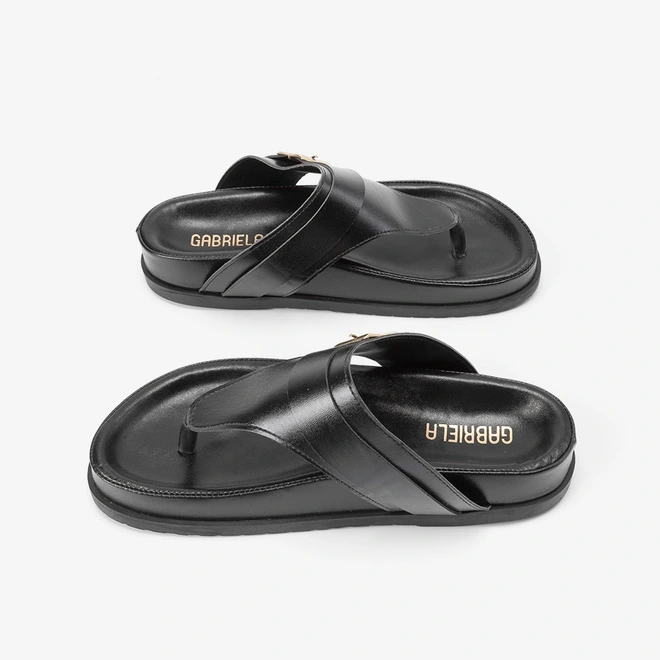 Tamanco Papete Gabriela Tira Fivela Preto