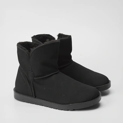 Bota Feminina Mooncity Cano Curto Peluciada Preto