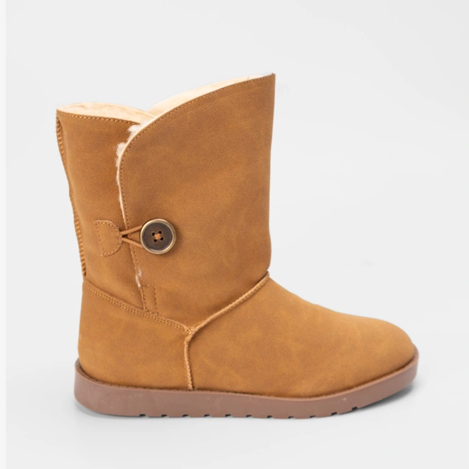 Bota Ugg Mooncity Detalhe Botão Caramelo