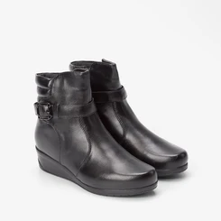 Ankle Boot Mooncity Anabela Detalhe Fivela Preto