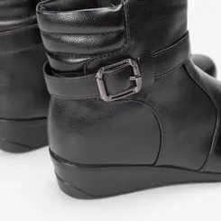 Ankle Boot Mooncity Anabela Detalhe Fivela Preto