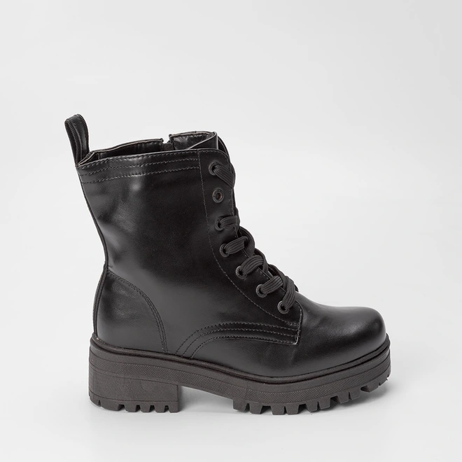 Bota Coturno Mooncity Cano Médio Plataforma Preto