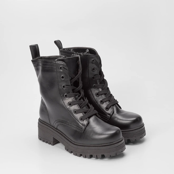 Bota Coturno Mooncity Cano Médio Plataforma Preto