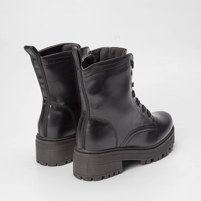 Bota Coturno Mooncity Cano Médio Plataforma Preto
