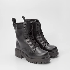 Bota Coturno Mooncity Cano Médio Plataforma Preto