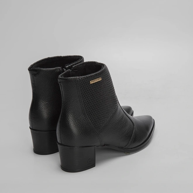 Ankle Boot Feminina Pegada Original Couro Texturizado Preto