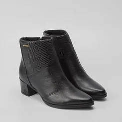 Ankle Boot Feminina Pegada Original Couro Texturizado Preto