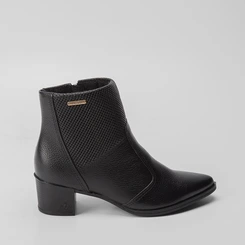 Ankle Boot Feminina Pegada Original Couro Texturizado Preto
