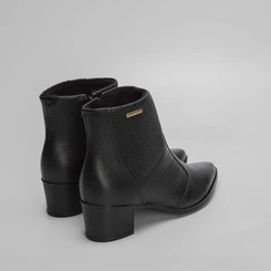 Ankle Boot Feminina Pegada Original Couro Texturizado Preto
