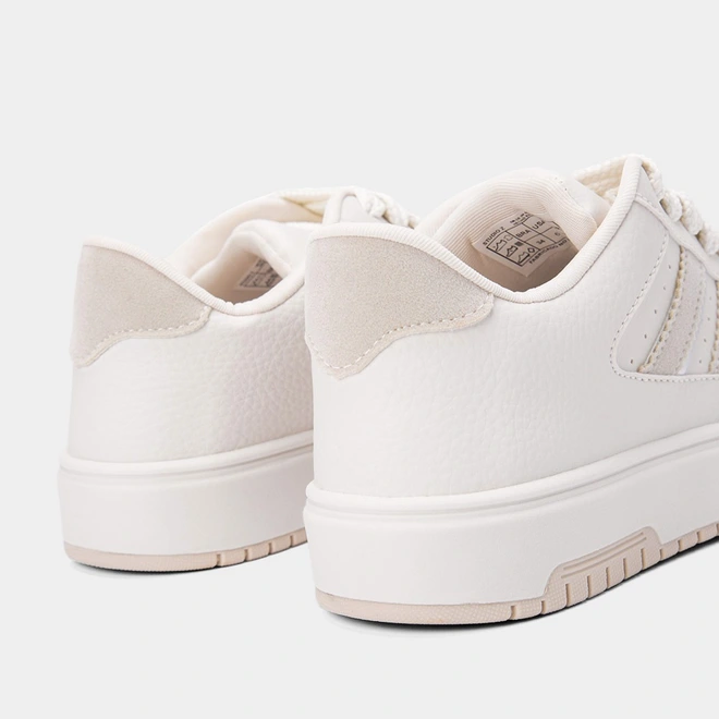 Tênis Gabriela Casual Flatform Recortes Camurça Off White