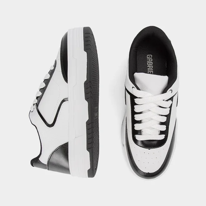 Tênis Casual Feminino Gabriela Flatform Recorte Branco & Preto