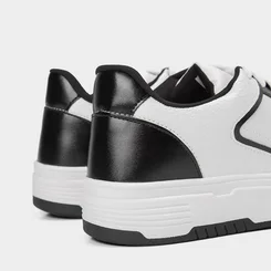 Tênis Casual Feminino Gabriela Flatform Recorte Branco & Preto