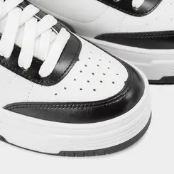 Tênis Casual Feminino Gabriela Flatform Recorte Branco & Preto