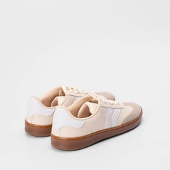 Tênis Penélope Casual Feminino Recorte Nobuck Bege