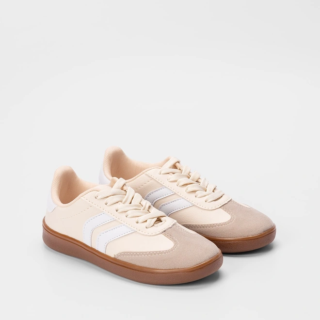 Tênis Penélope Casual Feminino Recorte Nobuck Bege