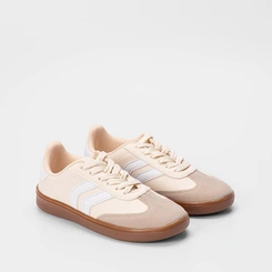 Tênis Penélope Casual Feminino Recorte Nobuck Bege