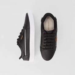 Tênis Penélope Casual Feminino Elástico Pespontos Recorte Branco & Preto