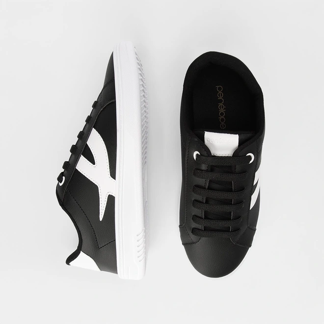 Tênis Penélope Casual Feminino Recorte Lateral Preto
