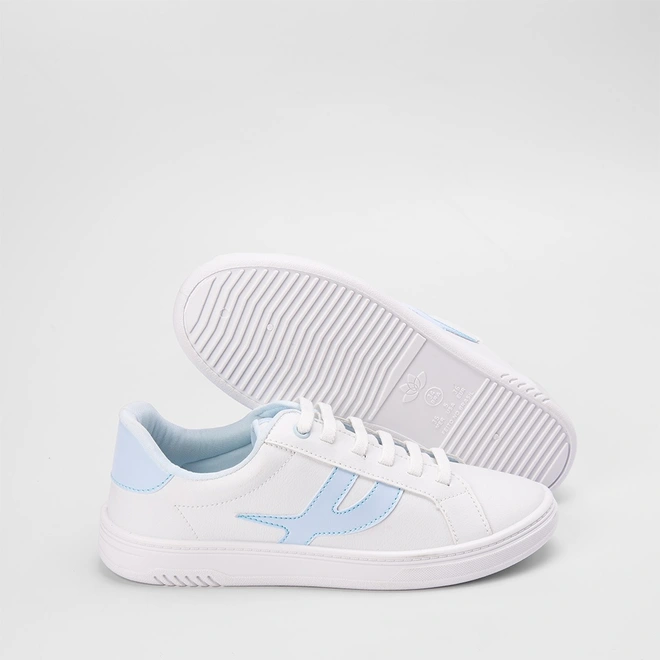 Tênis Penélope Casual Feminino Recorte Lateral Azul & Branco