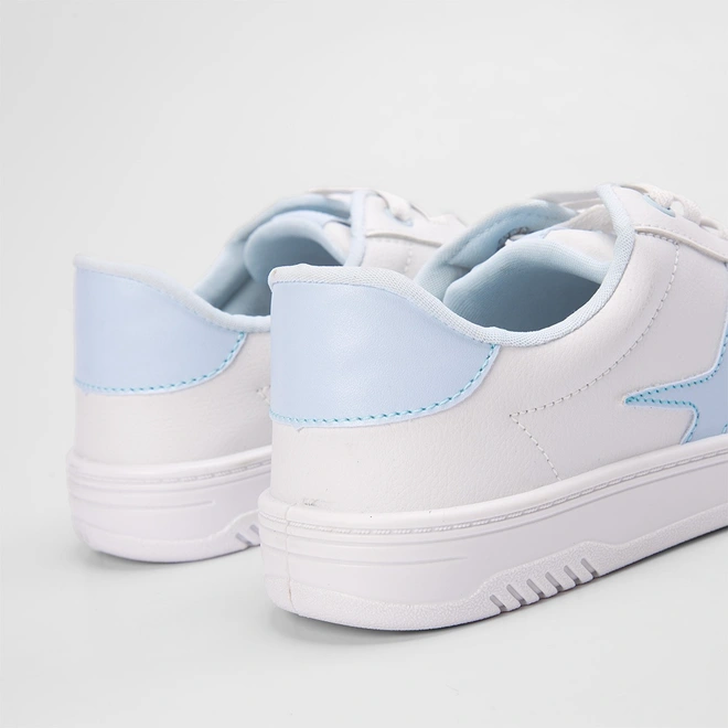 Tênis Penélope Casual Feminino Recorte Lateral Azul & Branco