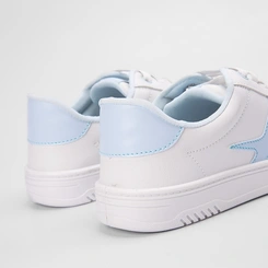 Tênis Penélope Casual Feminino Recorte Lateral Azul & Branco