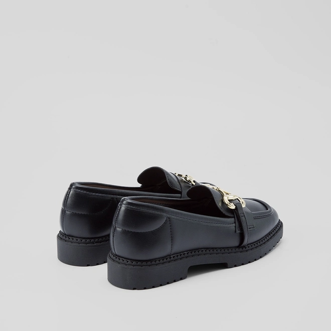 Mocassim Loafer Feminino Moleca Plataforma Fivela Preto
