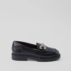 Mocassim Loafer Feminino Moleca Plataforma Fivela Preto