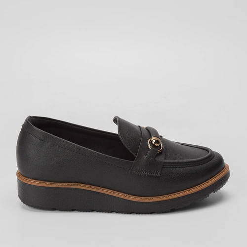 Mocassim Modare Anabela Detalhe Pesponto Preto