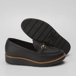 Mocassim Modare Anabela Detalhe Pesponto Preto