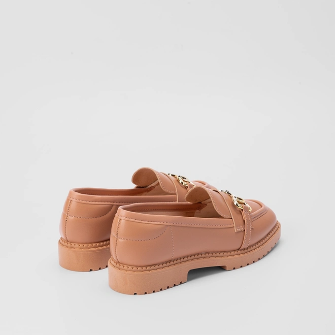 Mocassim Loafer Moleca Plataforma Fivela Nude