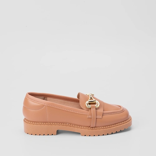 Mocassim Loafer Moleca Plataforma Fivela Nude