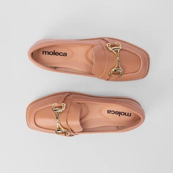 Mocassim Loafer Moleca Plataforma Fivela Nude