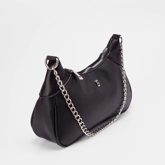 Bolsa Hobo Gabriela Média Alça Corrente Preta
