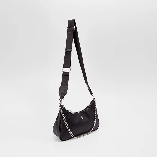 Bolsa Hobo Gabriela Média Alça Corrente Preta