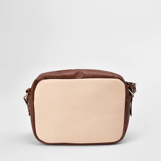 Bolsa Transversal Gabriela Detalhe Lateral Bege & Marrom
