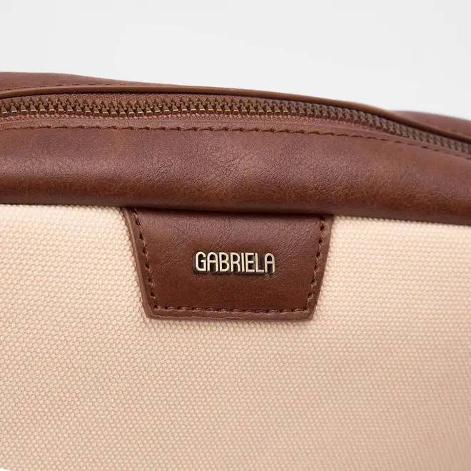 Bolsa Transversal Gabriela Detalhe Lateral Bege & Marrom