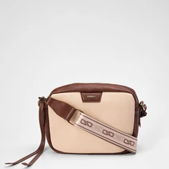 Bolsa Transversal Gabriela Detalhe Lateral Bege & Marrom