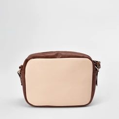 Bolsa Transversal Gabriela Detalhe Lateral Bege & Marrom