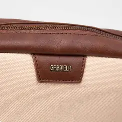 Bolsa Transversal Gabriela Detalhe Lateral Bege & Marrom