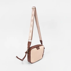 Bolsa Transversal Gabriela Detalhe Lateral Bege & Marrom