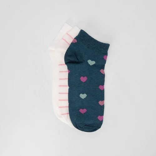 Kit Meia Feminina STZ Coração & Listra 3 Pares 34-38 Multicolor