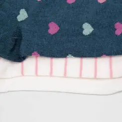 Kit Meia Feminina STZ Coração & Listra 3 Pares 34-38 Multicolor
