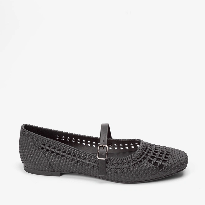 Sapatilha Boneca Feminina Penélope Textura Tressê Preto