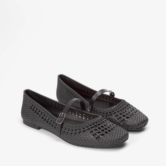Sapatilha Boneca Feminina Penélope Textura Tressê Preto