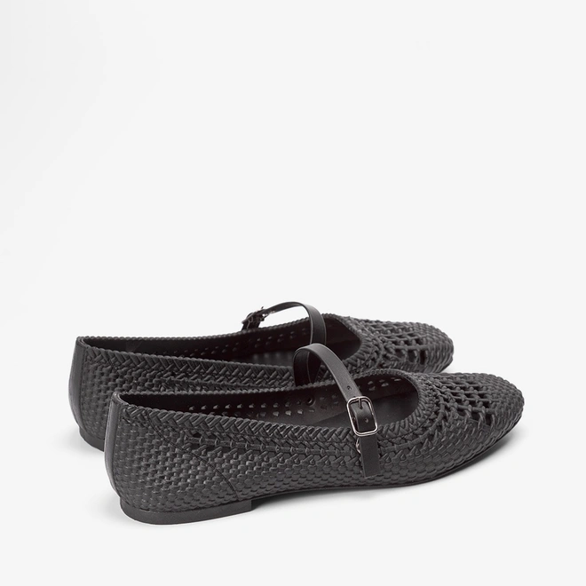 Sapatilha Boneca Feminina Penélope Textura Tressê Preto