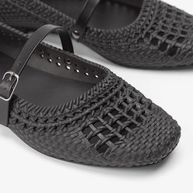 Sapatilha Boneca Feminina Penélope Textura Tressê Preto